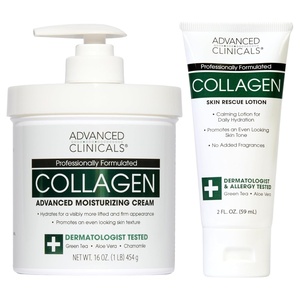 image:imageAdvanced Clinicals Hyaluronic Acid Moisturizer Body Cream  Hydrating Cream amp Body Lotion For Women amp Men To Help Improve Look of Wrinkles Stretch Marks Dry Skin amp Crepey Skin 16OZ  Travel SizeCollagen Cream